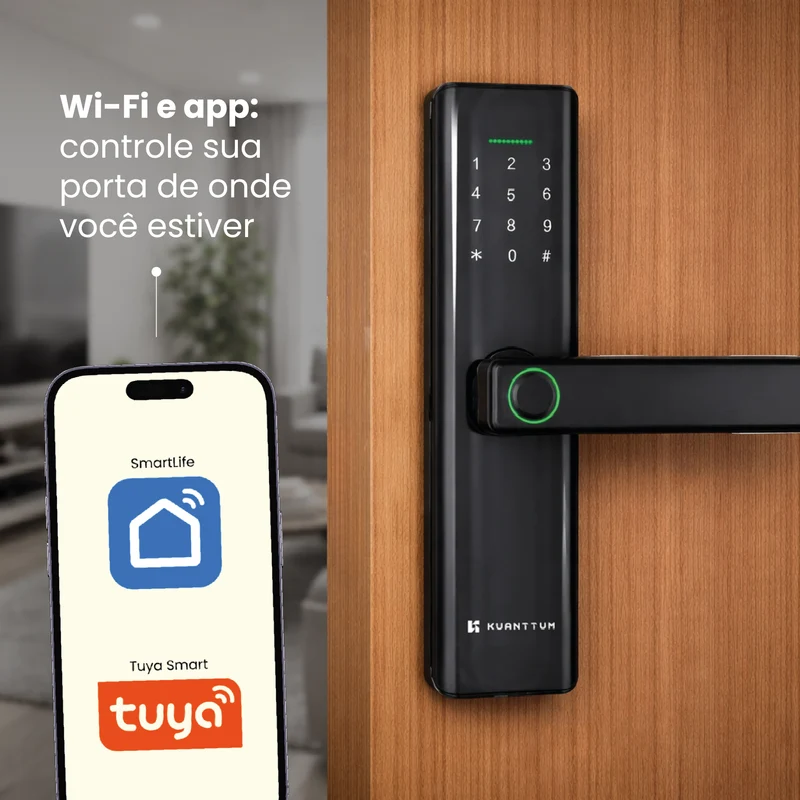 fechadura digital kuanttum delta pro na porta